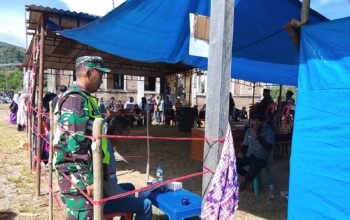 Anggota Koramil 04/PRG Amankan Pemilihan 17 Kepala Desa Serentak Di Kecamatan Pintu Rime Gayo