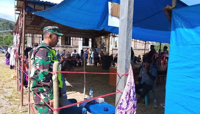 Anggota Koramil 04/PRG Amankan Pemilihan 17 Kepala Desa Serentak Di Kecamatan Pintu Rime Gayo